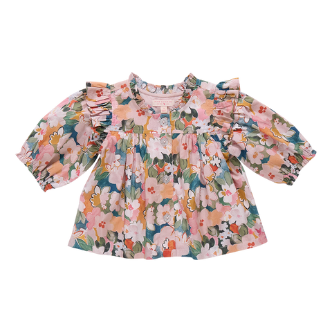 Kalani Button Up Top - Watercolor Floral