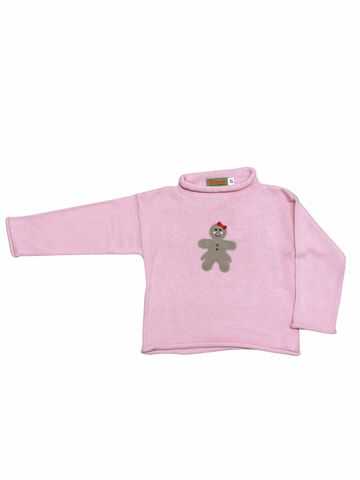 Pink Gingerbread Roll Neck Sweater