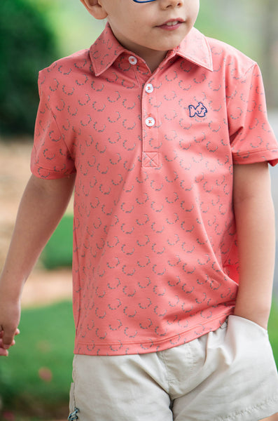 Boys Pro Performance Polo - Crabapple Antler