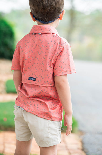 Boys Pro Performance Polo - Crabapple Antler