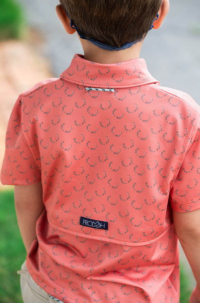 Boys Pro Performance Polo - Crabapple Antler