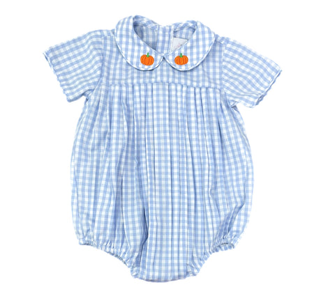 Finn Blue Gingham Bubble, pumpkins