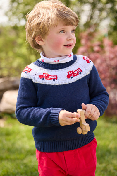 Fire Truck Fair Isle Sweater