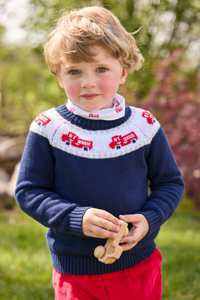 Fire Truck Fair Isle Sweater