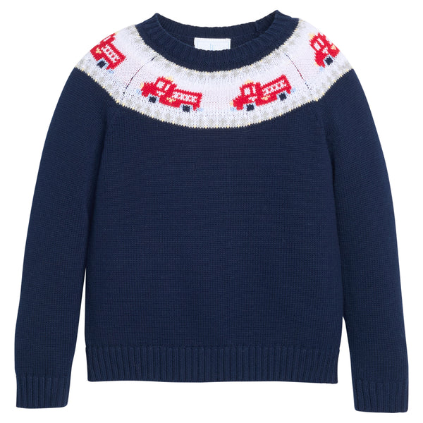 Fire Truck Fair Isle Sweater