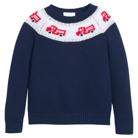 Fire Truck Fair Isle Sweater