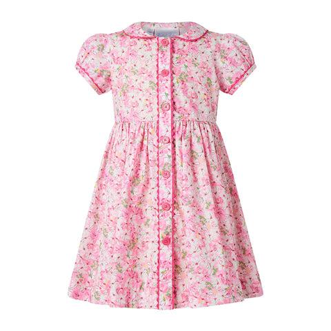 Pink Daisy Button- Front Dress