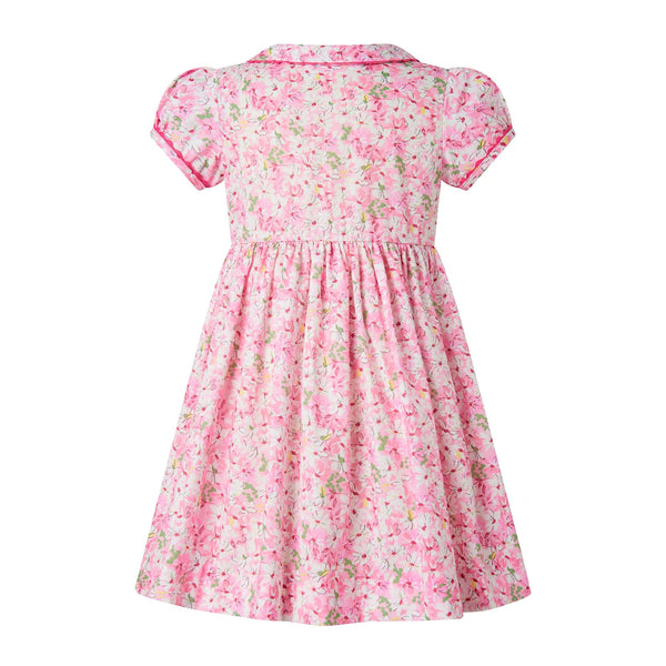 Pink Daisy Button- Front Dress