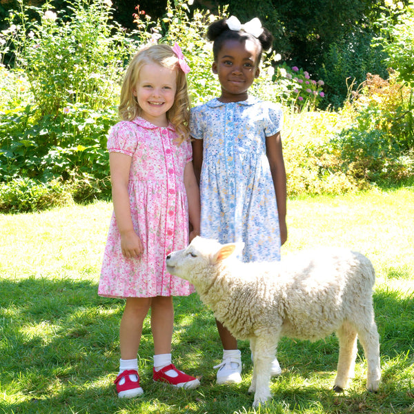 Pink Daisy Button- Front Dress