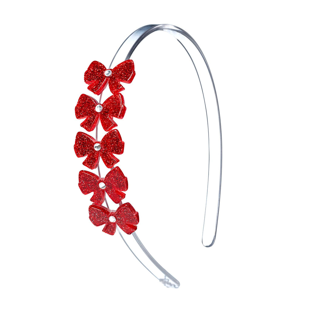 Bows Glitter Headband - Red