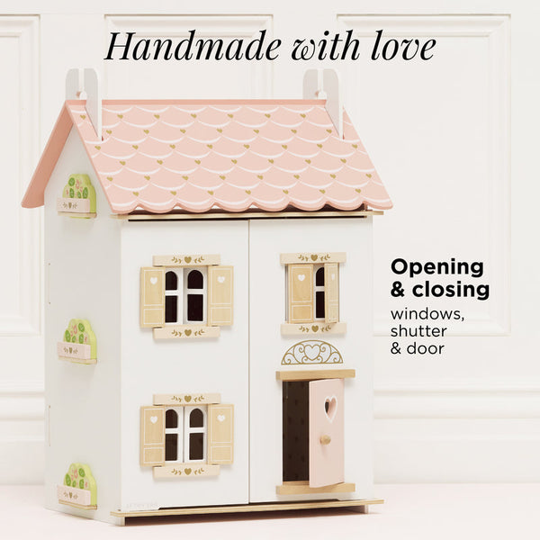 Roseheart Wooden Dolls House, Furniture & Family