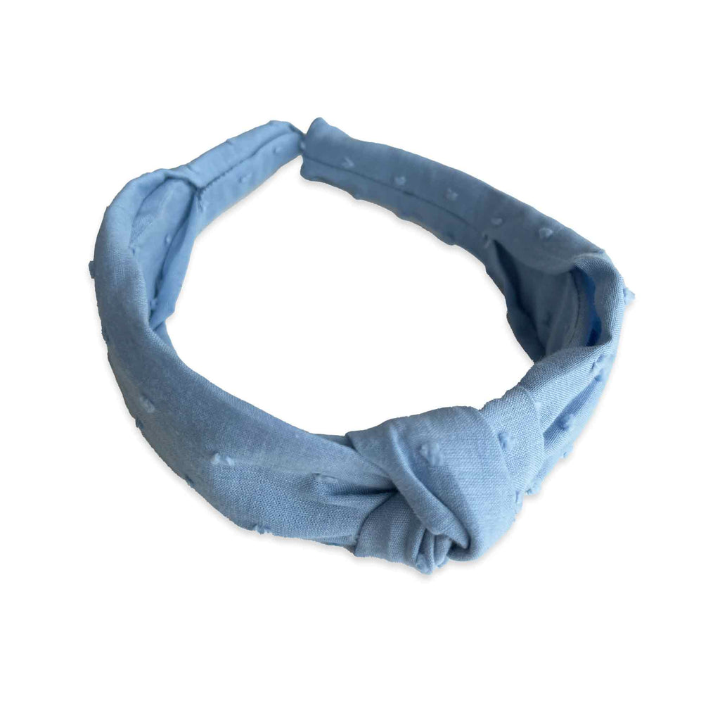 Swiss Dot Knot Headband - french blue