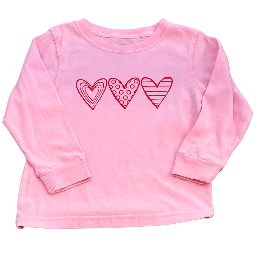 Long-Sleeve Light Pink Hearts T-Shirt