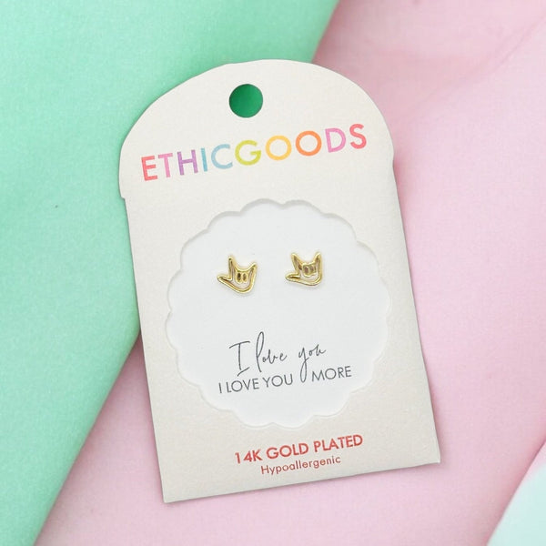 "I Love You" Tiny Stud Earrings