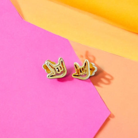 "I Love You" Tiny Stud Earrings