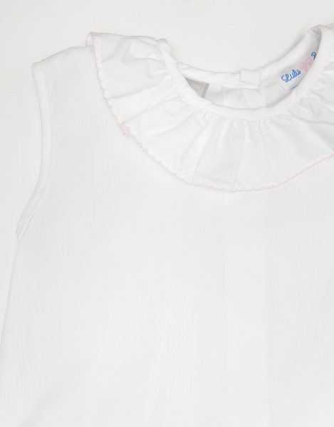 Sleeveless Ruffle Top - White/Pink