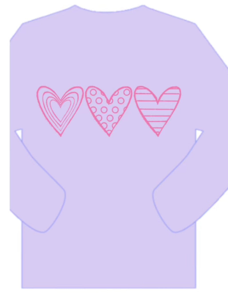 Long-Sleeve Light Purple Hearts T-Shirt