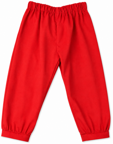 Red Corduroy Banded Pants