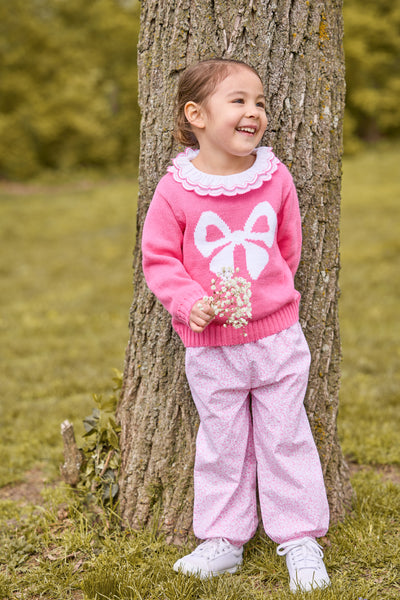Banded Bow Pant - Pink Vinings