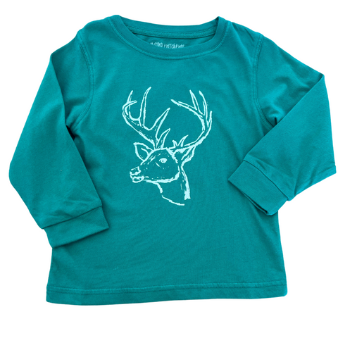 Long Sleeve Green Deer T-Shirt