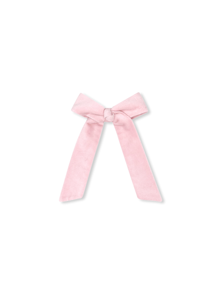 Lola Long Bow - Petite Pink Velvet