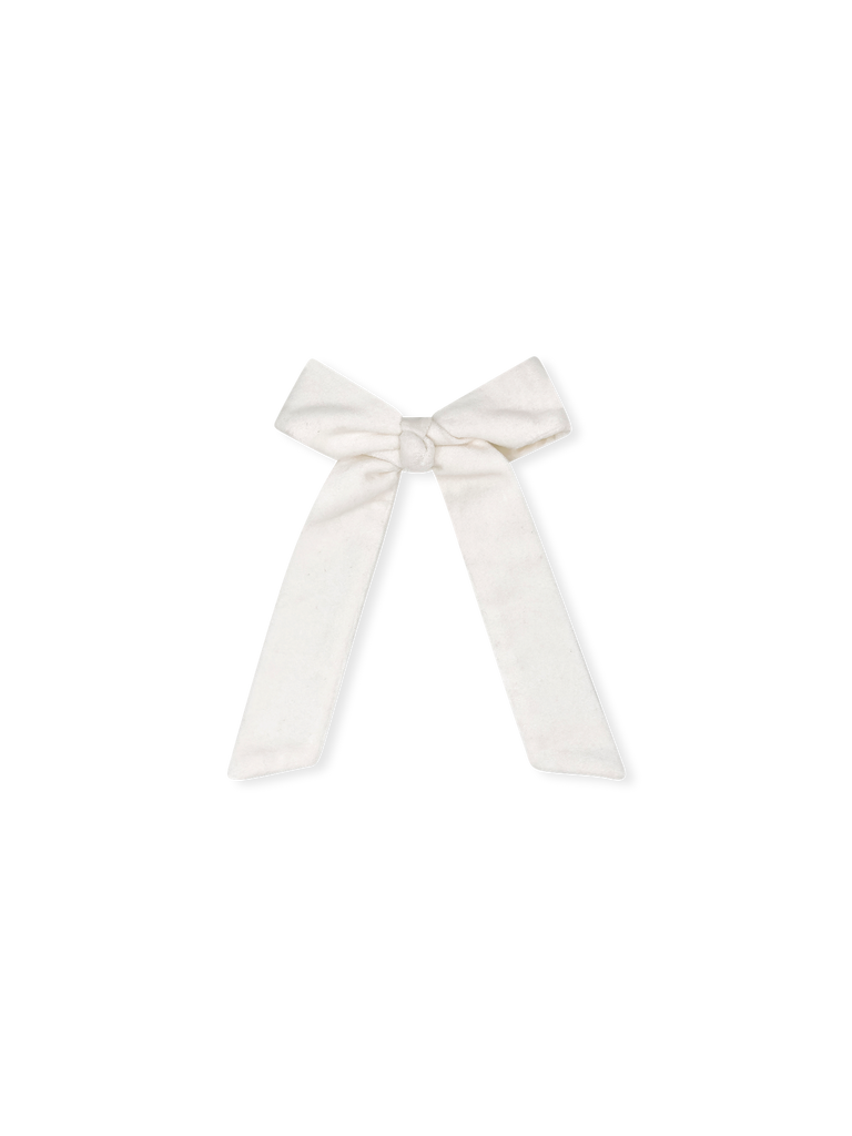 Lola Long Bow - Winter White Velvet