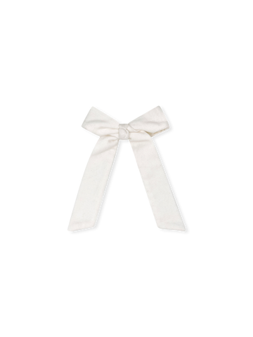 Lola Long Bow - Winter White Velvet