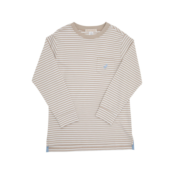 Long Sleeve Carter Crewneck - Keeneland Khaki Stripe