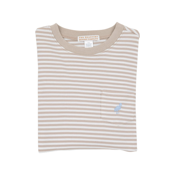 Long Sleeve Carter Crewneck - Keeneland Khaki Stripe