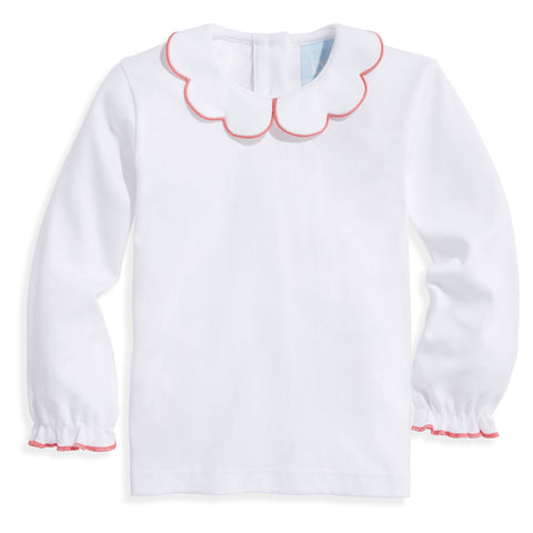 Long Sleeve Pima Scallop Collar Tee