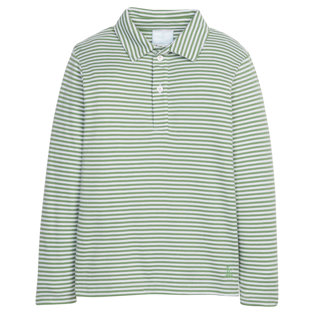 Long Sleeve Polo - Watercress Stripe