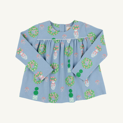 Long Sleeve Dowell Day Top - Topiaries and Tangerines