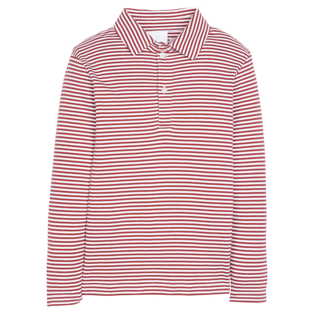 Long Sleeve Polo - Maroon Stripe