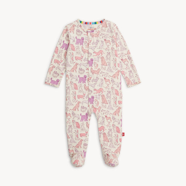 Magnetic RightFit Footie - It's A Paw-ty, pink