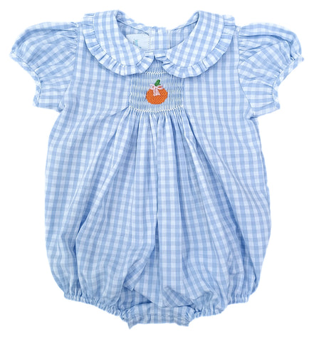 Margaret Blue Gingham Bubble, pumpkins