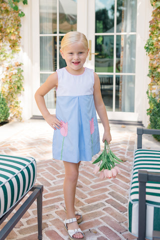 Maude Blue Flower Dress - Preorder