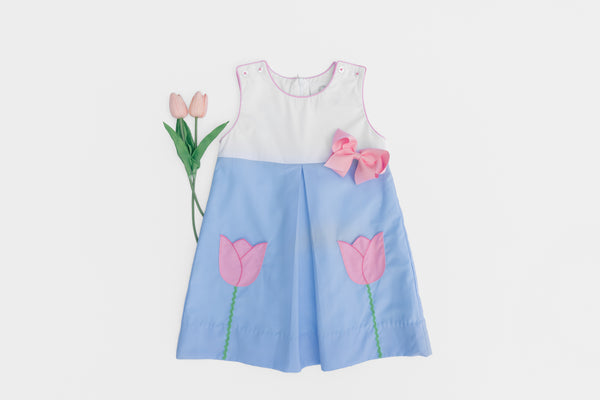 Maude Blue Flower Dress - Preorder