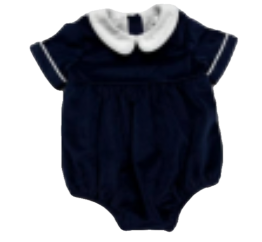 Noah Velvet Boy Bubble - Navy