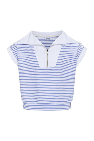 Callie Top - Blue/White French Terry