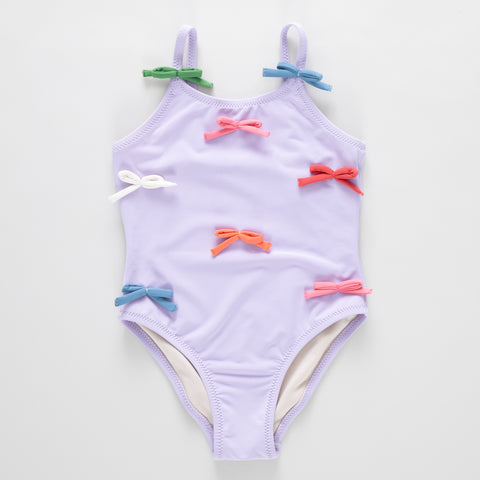 Lottie Suit - Lavender Multi Bow Applique