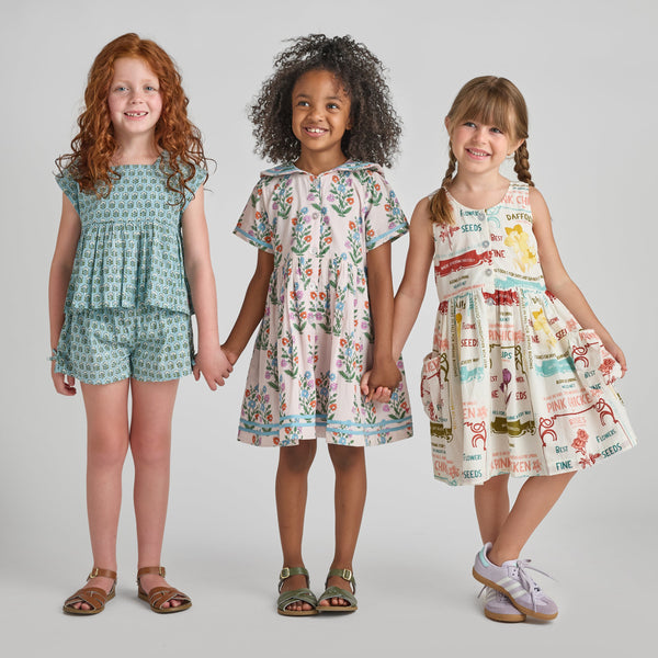 Elowen Dress - Pink Dewdrop Block Print