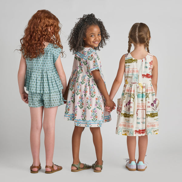 Elowen Dress - Pink Dewdrop Block Print