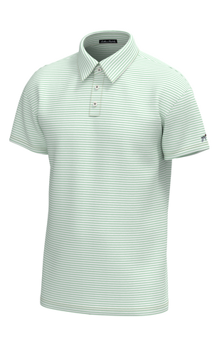 Youth Morgan Stripe Performance Polo - Spring Green