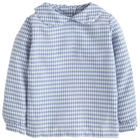 Peter Pan Shirt - Gray Blue Gingham