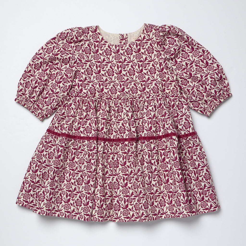 Girls Maribelle Dress - Burgundy Climbling Floral
