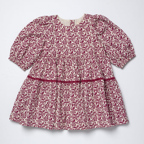 Girls Maribelle Dress - Burgundy Climbling Floral