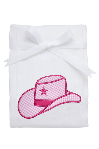 Cowgirl Hat Applique Burp Cloth