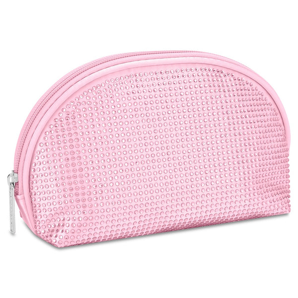 Pink Rhinestone Oval Cosmetic Case