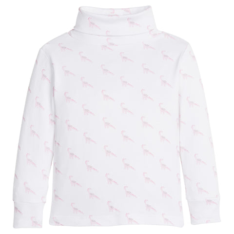 Printed Turtleneck - Pink Dinosaur