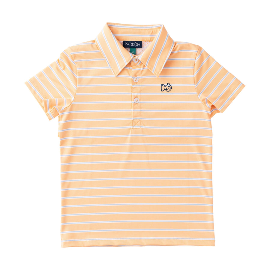 Short Sleeve Pro Performance Polo - Orange Chiffon Stripe